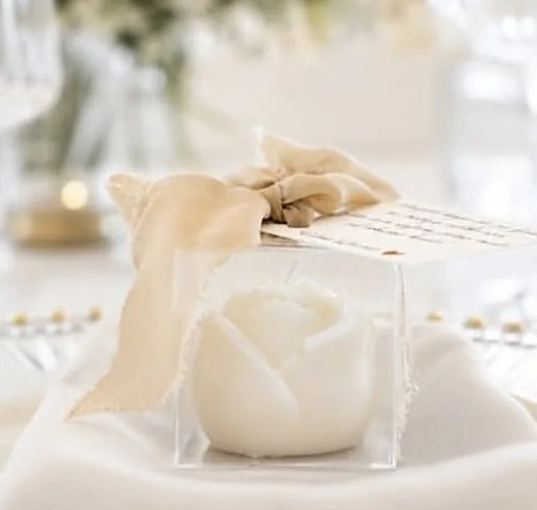 Rosenkerze in Acrylbox als Gastgeschenk